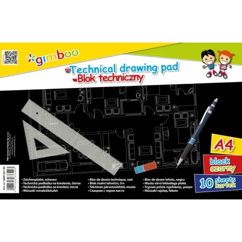 Blok techniczny A4 GIMBO czarny 10k