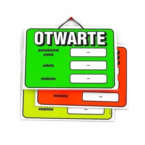 Tabliczka godziny otwarcia NO NAME A4 mix kolorów