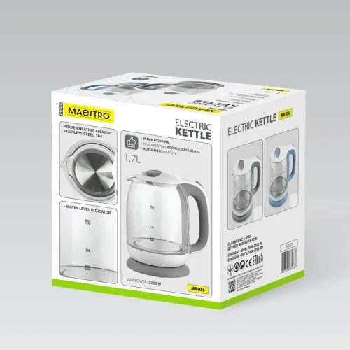 Czajnik elektryczny szklany 1,7l 2200W MR-056-GREY MAESTRO