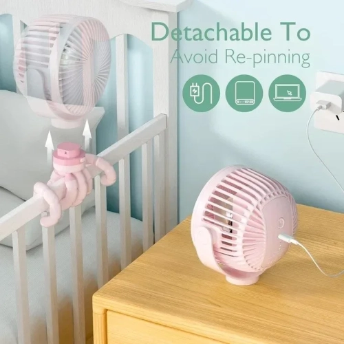 Momcozy przenośny wentylator do wózka, różowy