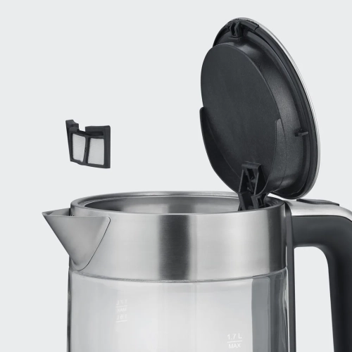 SEVERIN CZAJNIK ELEKTRYCZNY SZKŁO-STAL, 1,7L, ZAKRYTA GRZAŁKA, KONTROLER STRIX, WNĘKA NA PRZEWÓD, WSKAŹNIK WODY, 2200W WK3420