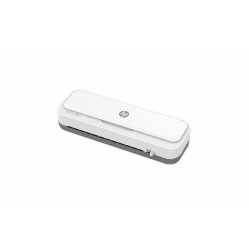 HP ONELAM Laminator 400 A4, na zimno/ciepło, zintegrowany trymer, zaokrąglacz rogów, prędkość 40cm/min + 15 folii: 3xA4, 4xA5, 4xA6, 4xB-CARD, biały