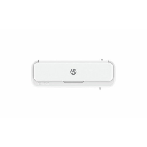HP ONELAM Laminator 400 A4, na zimno/ciepło, zintegrowany trymer, zaokrąglacz rogów, prędkość 40cm/min + 15 folii: 3xA4, 4xA5, 4xA6, 4xB-CARD, biały