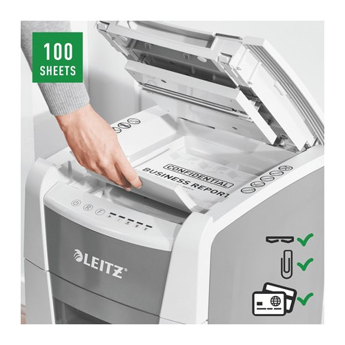 Leitz Niszczarka IQ AutoFeed 100, P4, 100 kartek, 34 l kosz