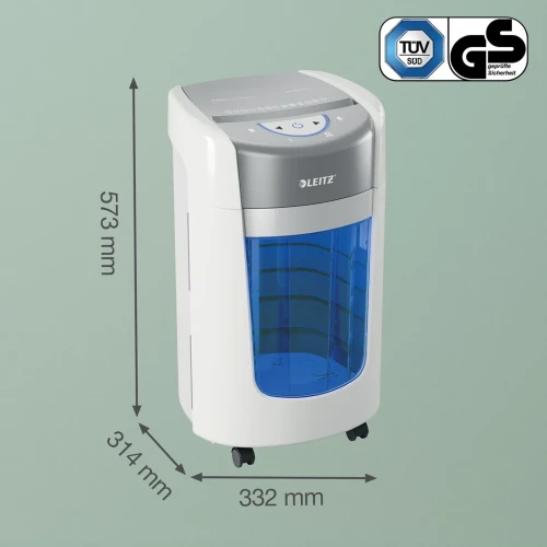 Niszczarka Leitz IQ OptiMax Home Office 225, 15l, P5, 6 kartek, Automatyczny Start/Stop, Funkcja cofania, Obrotowy pojemnik - 33% większa pojemność na