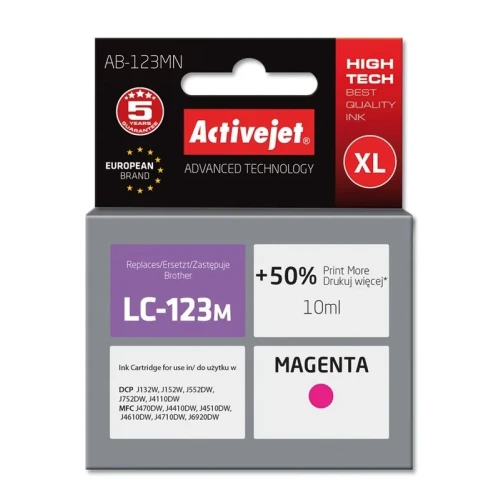 Tusz Activejet AB-123MN (zamiennik Brother LC123M/121M; Supreme; 10 ml; czerwony)-4384443