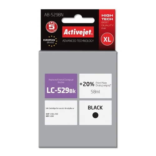Tusz Activejet AB-529BN (zamiennik Brother LC529BK; Supreme; 58 ml; czarny)-4384450