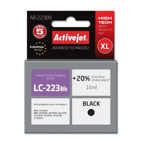 Tusz Activejet AB-223BN (zamiennik Brother LC223BK; Supreme; 16 ml; czarny)-4384415