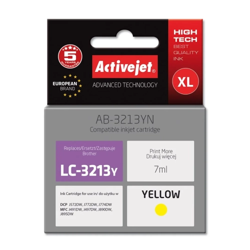 Activejet AB-3213YN Tusz (zamiennik Brother LC3213Y; Supreme; 7 ml; żółty)