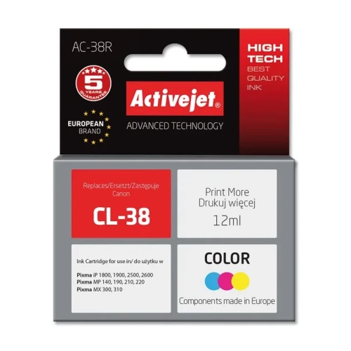 Tusz Activejet AC-38R (zamiennik Canon CL-38; Premium; 12 ml; kolor)-1304532