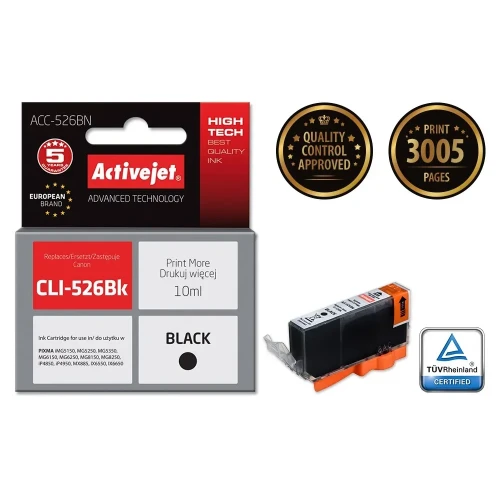 Activejet ACC-526BN Tusz (zamiennik Canon CLI-526Bk; Supreme; 10 ml; czarny)