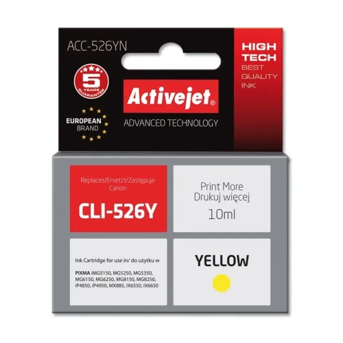 Tusz Activejet ACC-526YN (zamiennik Canon CLI-526Y; Supreme; 10 ml; żółty)-1304389