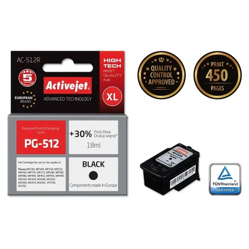 Activejet AC-512R Tusz (zamiennik Canon PG-512; Premium; 18 ml; czarny)