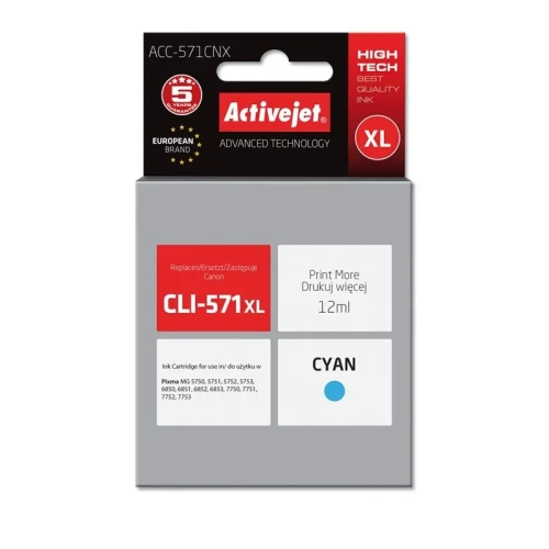 Tusz Activejet ACC-571CNX (zamiennik Canon CLI-571C XL; Supreme; 12 ml; niebieski)-4384561