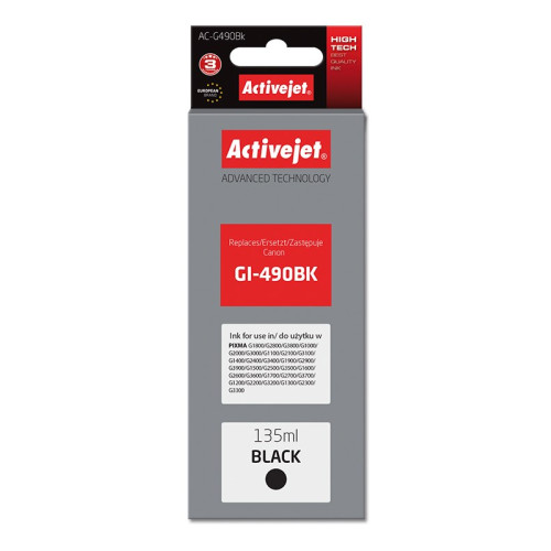 Tusz Activejet AC-G490Bk (zamiennik Canon GI-490BK; Supreme; 135 ml; czarny)-4384569