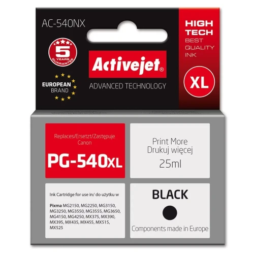 Activejet AC-540NX Tusz (zamiennik Canon PG-540XL; Supreme; 25 ml; czarny)
