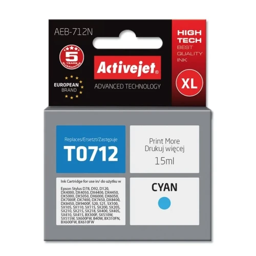Tusz Activejet AEB-712N (zamiennik Epson T0712, T0892, T1002; Supreme; 15 ml; niebieski)-4384728