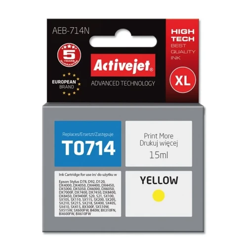 Tusz Activejet AEB-714N (zamiennik Epson T0714, T0894, T1004; Supreme; 15 ml; żółty)-4384730