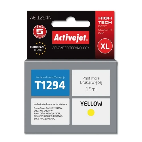 Tusz Activejet AE-1294N (zamiennik Epson T1294; Supreme; 15 ml; żółty)-4384707