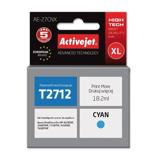 Tusz Activejet AE-27CNX (zamiennik Epson 27XL T2712; Supreme; 18 ml; niebieski)-4384722