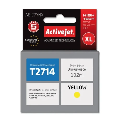 Tusz Activejet AE-27YNX (zamiennik Epson 27XL T2714; Supreme; 18 ml; żółty)-4384738