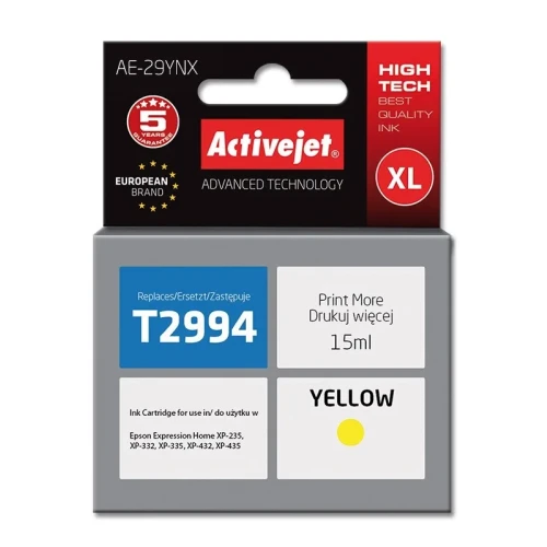Tusz Activejet AE-29YNX (zamiennik Epson 29XL T2994; Supreme; 15 ml; żółty)-4384742