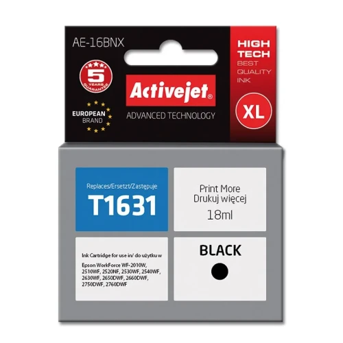 Tusz Activejet AE-16BNX (zamiennik Epson 16XL T1631; Supreme; 18 ml; czarny)-4384749