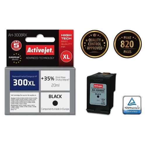 Activejet AH-300BRX Tusz (zamiennik HP 300XL CC641EE; Premium; 20 ml; czarny)