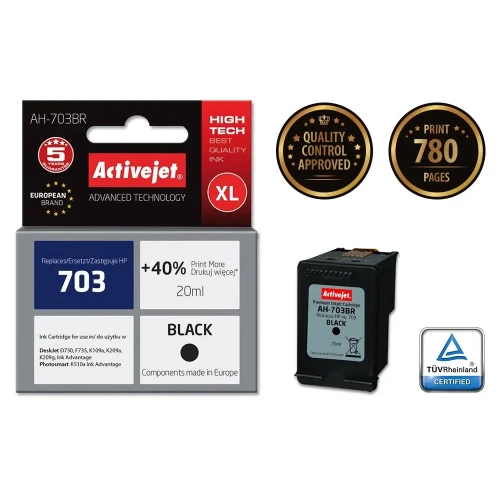 Activejet AH-703BR Tusz (zamiennik HP 703 CD887AE; Premium; 20 ml; czarny)
