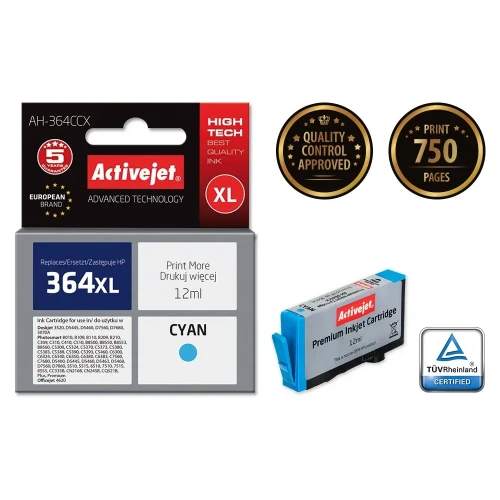 Activejet AH-364CCX Tusz (zamiennik HP 364XL CB323EE; Premium; 12 ml; niebieski)