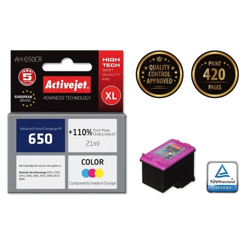 Activejet AH-650CR Tusz (zamiennik HP 650 CZ102AE; Premium; 21 ml; kolor)