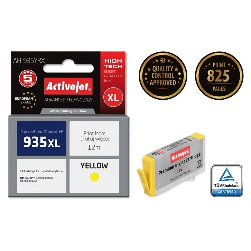 Activejet AH-935YRX Tusz (zamiennik HP 935XL C2P26AE; Premium; 12 ml; żółty)