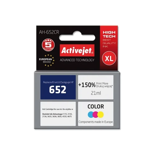 Tusz Activejet AH-652CR (zamiennik HP 652 F6V24AE; Premium; 21 ml; kolor)-4385094
