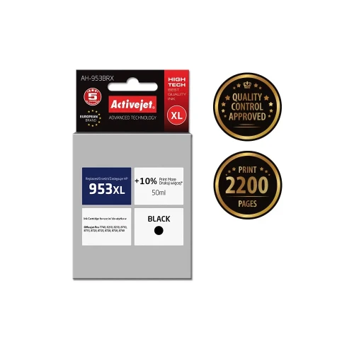 Activejet AH-953BRX Tusz (zamiennik HP 953XL L0S70AE; Premium; 50 ml; 2200 stron, czarny)