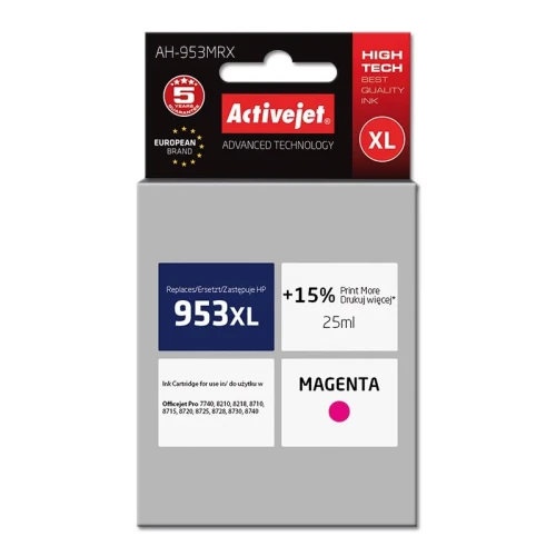 Tusz Activejet AH-953MRX (zamiennik HP 953XL F6U17AE; Premium; 25 ml; czerwony)-5154010