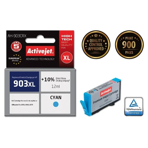 Activejet AH-903CRX Tusz (zamiennik HP 903XL T6M03AE; Premium; 12 ml; niebieski)