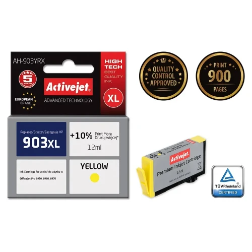 Activejet AH-903YRX Tusz (zamiennik HP 903XL T6M11AE; Premium; 12 ml; żółty)
