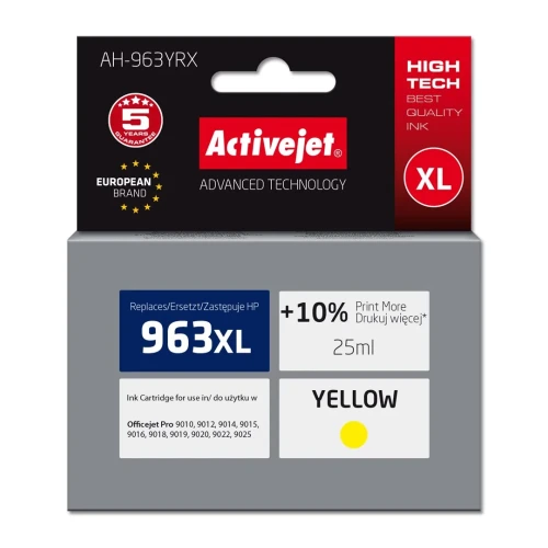 Activejet AH-963YRX Tusz (zamiennik HP 963XL 3JA29AE; Premium; 1760 stron; 25 ml, żółty)