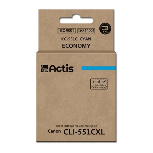 Tusz ACTIS KC-551C (zamiennik Canon CLI-551C; Standard; 12 ml; niebieski)-1304414