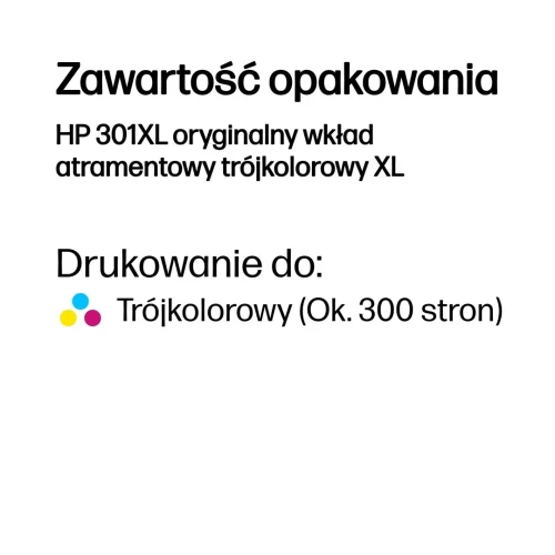 Tusz HP kolor HP 301XL, HP301XL=CH564EE, 330 str.,6 ml