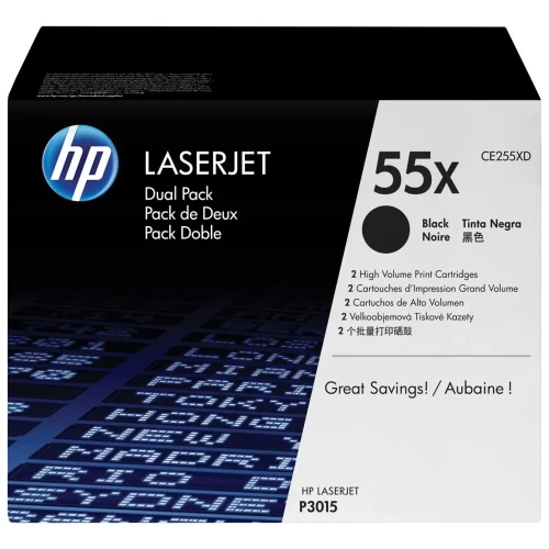 HP 55X zestaw 2 oryginalnych wkładów z czarnym tonerem LaserJet XL