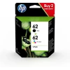 Tusz HP zestaw HP 62, HP62=N9J71AE, zawiera czarny i kolor, C2P204A+C2P206AE