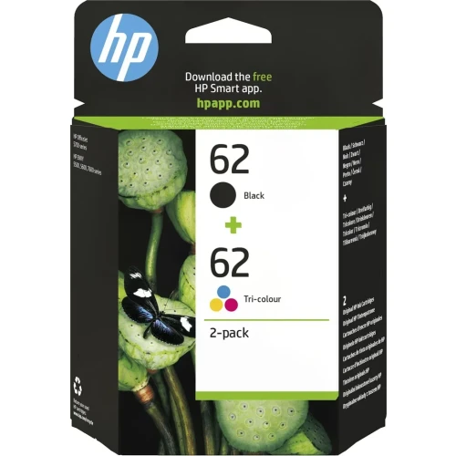 Tusz HP zestaw HP 62, HP62=N9J71AE, zawiera czarny i kolor, C2P204A+C2P206AE