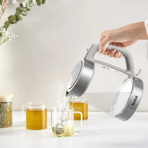 Tefal Glass Kettle KI605B30 czajnik elektryczny 1,7 l 2200 W Szary, Srebrny, Przezroczysty