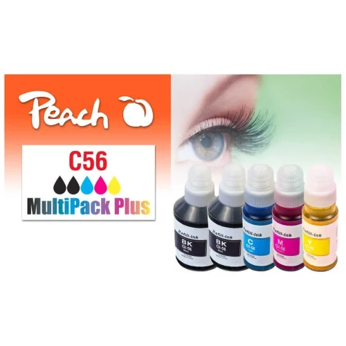 Peach 321698 nabój z tuszem 5 szt. Zamiennik Standardowa wydajność Czarny, Cyjan, Purpurowy, Żółty