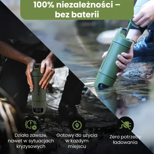 Extralink PURISOO+ BUTELKA Z SYSTEMEM FILTRUJACYM Z POMPKA 400ML FILTR UF + ACF Butelka filtrująca wodę 0,4 l Zielony, Oliwkowy