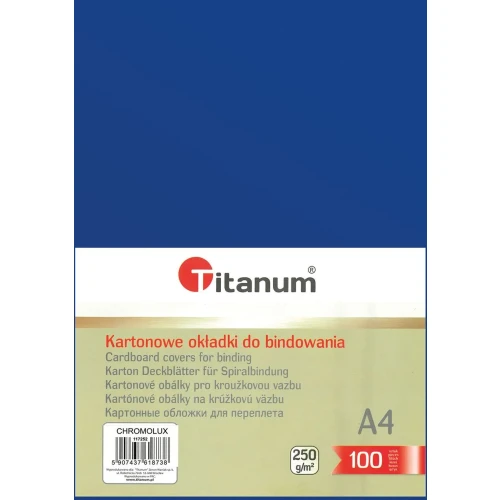 Karton do bindowania A4 błyszczący - chromolux niebieski 250g Titanum