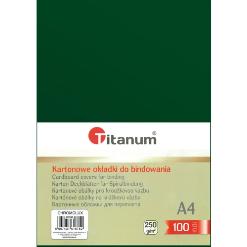 Karton do bindowania A4 błyszczący - chromolux zielony 250g Titanum