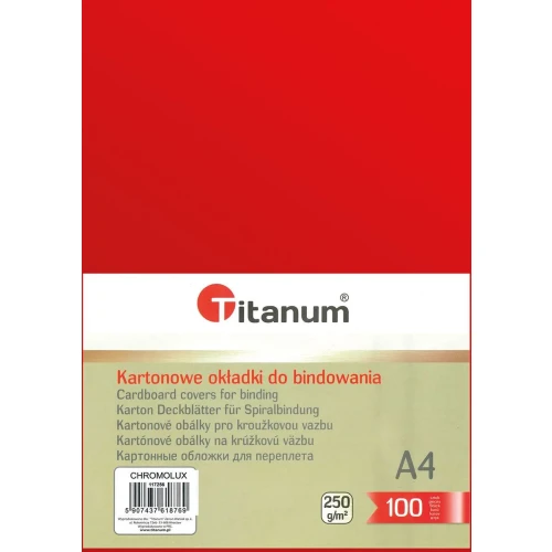 Karton do bindowania A4 błyszczący - chromolux czerwony 250g Titanum