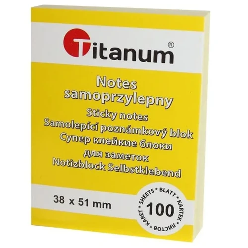 Notes samoprzylepny (karteczki) żółty 100k [mm:] 38x51 Titanum (S-2005)
